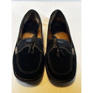 Børn Black Leather Suede Slip On Penny Loafers Women’s EU42 US10 Men’s EU42 US9